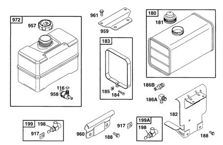 Fuel Tank Assys Diagram and Parts List for 252412-0728-XX  Briggs and Stratton Engine